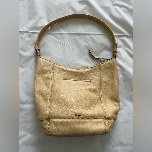 The Sak Sequoia Buttercup/Tan pebbled Leather Hobo Bag midsize pockets EUC - Picture 13 of 16